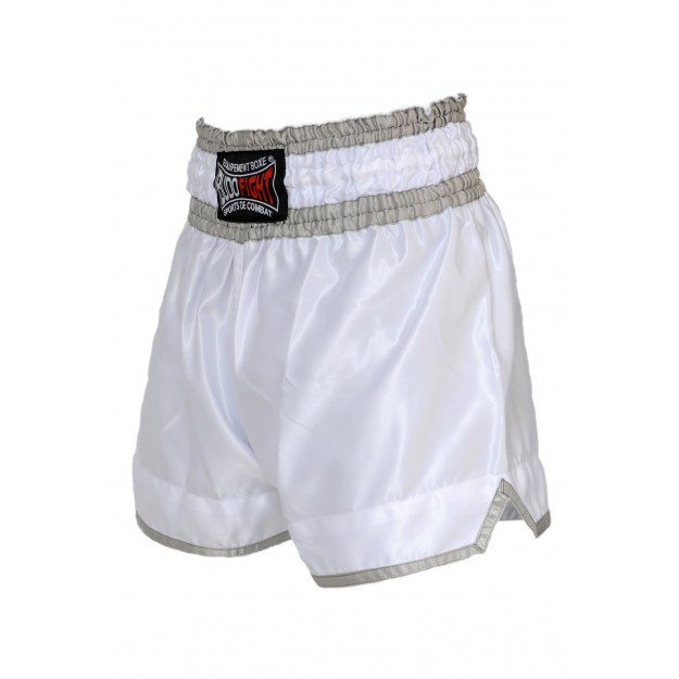 Short Boxe Thaï et Kick Boxing blanc or - Metal Boxe