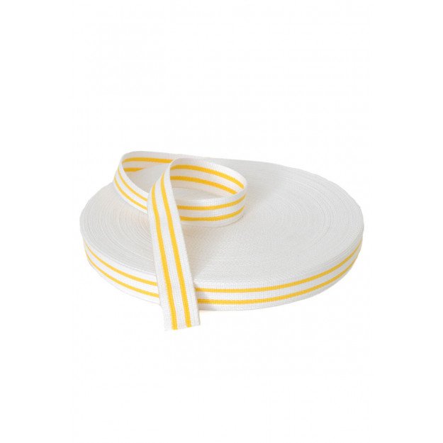 Ceinture blanche shop liseré jaune