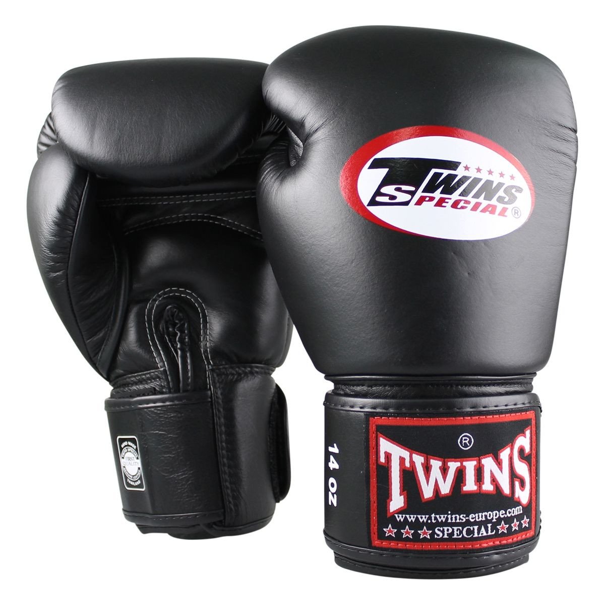 Gants de boxe serie thaï d'IBF - 14 once. - Noir et dorées 