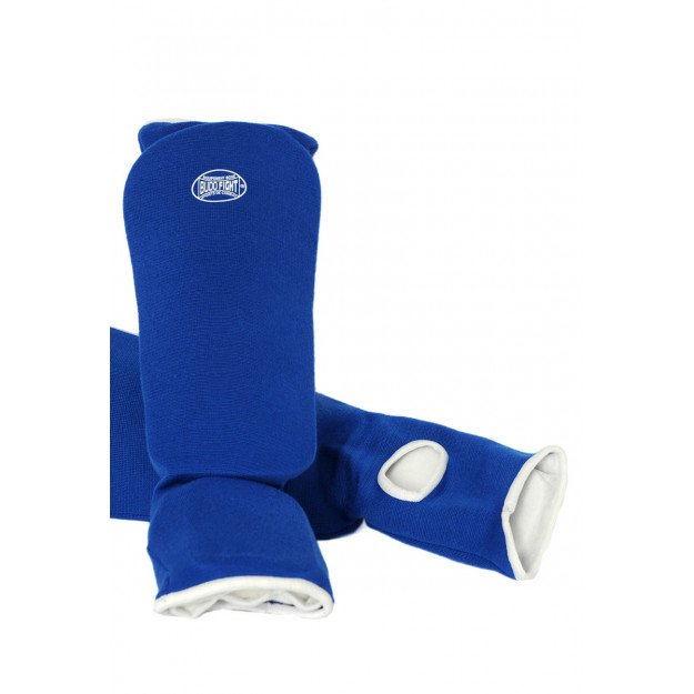 Protège Tibia + Pied Coton Métal Boxe Elast Bleu