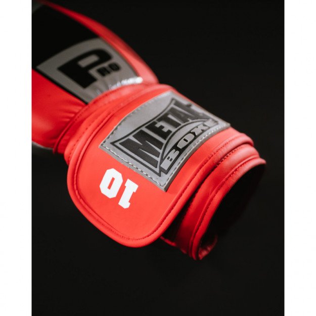 Gants de boxe rouge Everlast en cuir PU de première qualité et bande velcro
